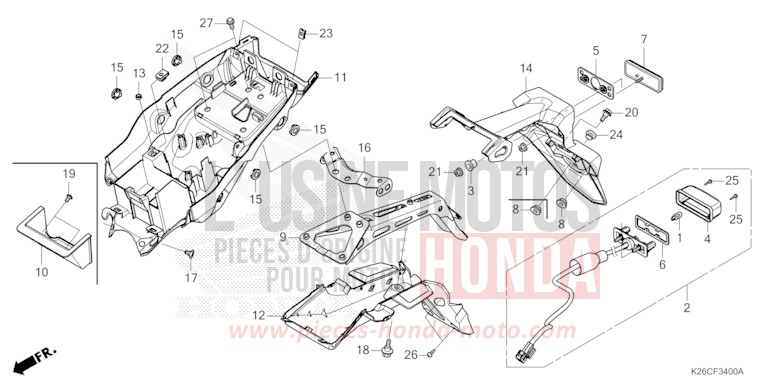 REAR FENDER for MSX GROM A CANDY VICTORY BLUE (B214) from 2024